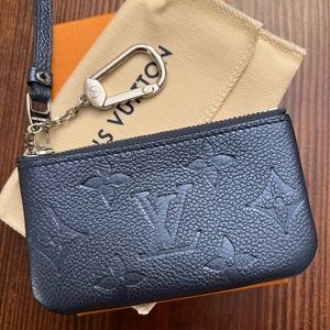 Louis Vuitton Monogram Empreinte Grained Leather in a Navy-Blue Hue Key Pouch